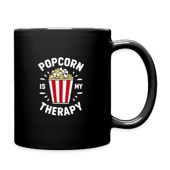 Funny popcorn saying, binge-watching popcorn - Full Colour Mug - black - Right