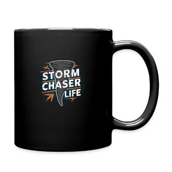 Erlebe Die Faszinierende Welt Des Tornadojagens - Tasse einfarbig - Schwarz - Rechts