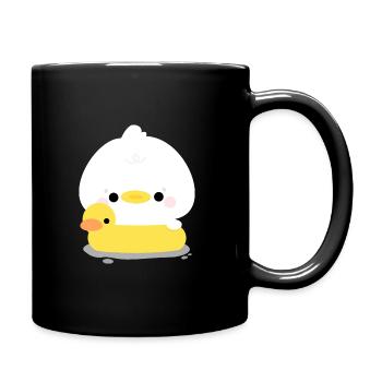 Ente Schwimmen - Tasse einfarbig - Schwarz - Rechts