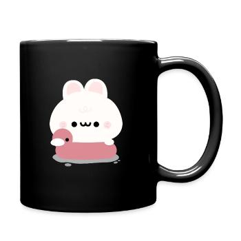Hase Schwimmen - Tasse einfarbig - Schwarz - Rechts