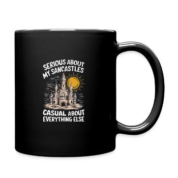 Kreative Sandburgen Kunst am Strand | Skulpturen - Tasse einfarbig - Schwarz - Rechts
