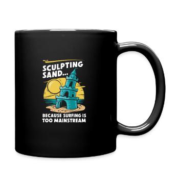 Kreative Sandburgen Kunst am Strand | Skulpturen - Tasse einfarbig - Schwarz - Rechts