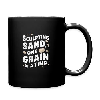 Sculpteurs de sable professionnels sur la plage du - Mug uni - noir - Droite