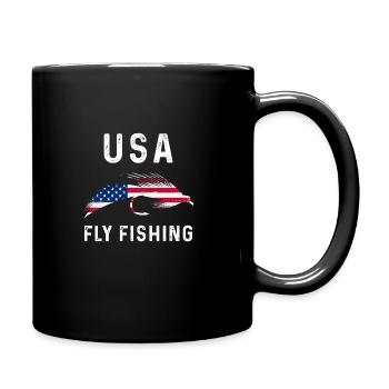USA Fliegenfischen - Tasse einfarbig - Schwarz - Rechts