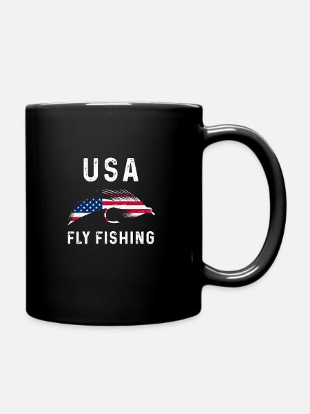 USA Fliegenfischen - Tasse einfarbig - Schwarz
