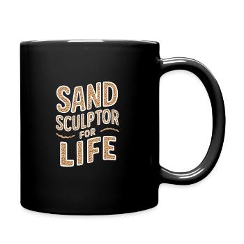 Sculpteurs de sable professionnels sur la plage du - Mug uni - noir - Droite