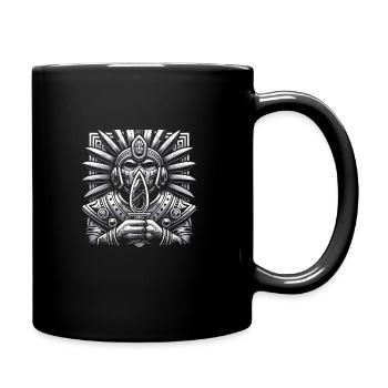 Aztec warrior with traditional - Full Colour Mug - black - Right