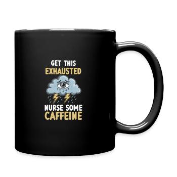 Exhaustion and burnout in overworked people - Full Colour Mug - black - Right