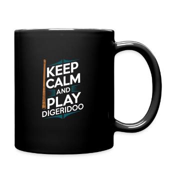 Didgeridoo Player Embracing Aboriginal Instrument - Full Colour Mug - black - Right
