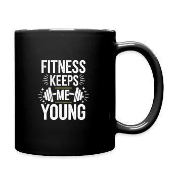 Fitness keeps me young – active lifestyle for - Full Colour Mug - black - Right