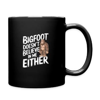 Bigfoot Believer Sasquatch Cryptid Forest Creature - Full Colour Mug - black - Right
