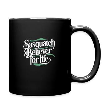 Bigfoot Believer Sasquatch Cryptid Forest Creature - Full Colour Mug - black - Right