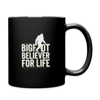 Bigfoot Believer Sasquatch Cryptid Forest Creature - Full Colour Mug - black - Right