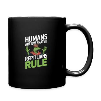 Lizard People Reptile Conspiracy And Secret - Full Colour Mug - black - Right