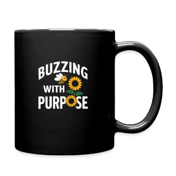 Bee-friendly gardener, pollinator, garden and - Full Colour Mug - black - Right