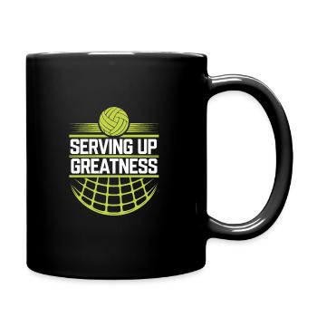 Volleyball Player And Fan Spike Serving - Full Colour Mug - black - Right