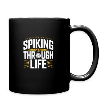 Volleyball Player And Fan Spike Serving - Full Colour Mug - black - Right