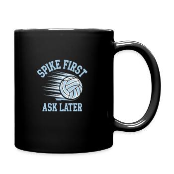 Volleyball Player And Fan Spike Serving - Full Colour Mug - black - Right