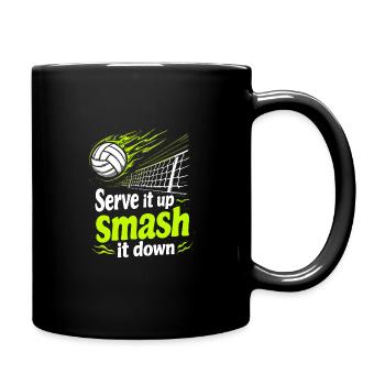 Volleyball Player And Fan Spike Serving - Full Colour Mug - black - Right