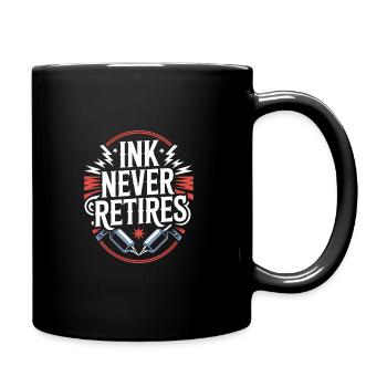 Seniors with tattoos proudly aging, - Full Colour Mug - black - Right