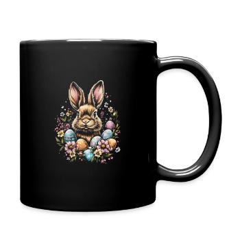 Hübscher vintage Osterhase - Tasse einfarbig - Schwarz - Rechts