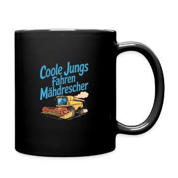 Cool guys driving combine harvester - Full Colour Mug - black - Right