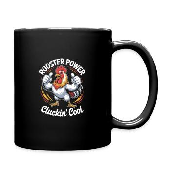 Lustiger Hahn - Tasse einfarbig - Schwarz - Rechts