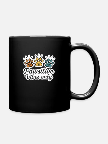 Paw power! - Pawsitive Vibes only - Full Colour Mug - black