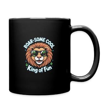 Conception de lion drôle avec rugissant cool - Mug uni - noir - Droite