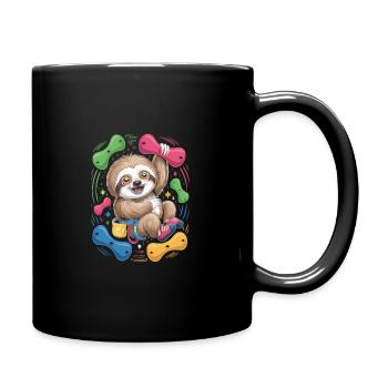 Lustiges Faultier Bouldern - Tasse einfarbig - Schwarz - Rechts