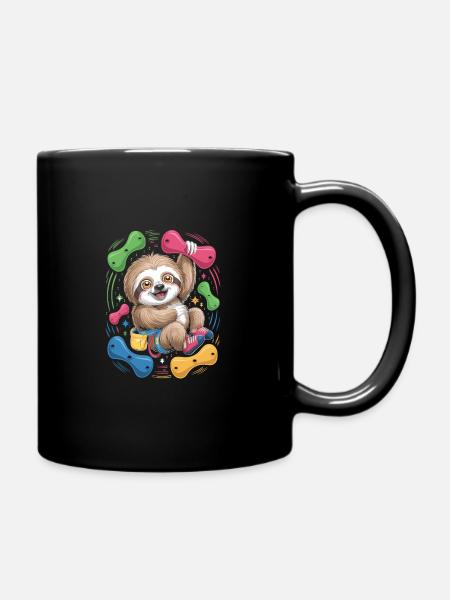 Funny Sloth Bouldering - Full Colour Mug - black