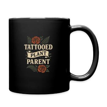 Tattooed plant lover plant mom - Full Colour Mug - black - Right