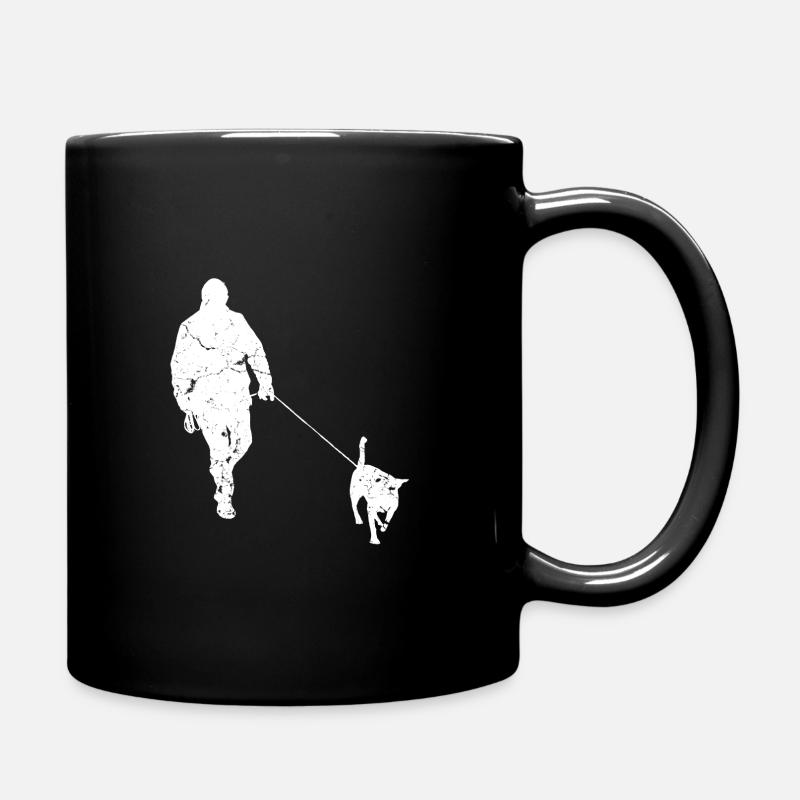 Spaziergang mit Hund Gassi Leine - Tasse einfarbig - Schwarz
