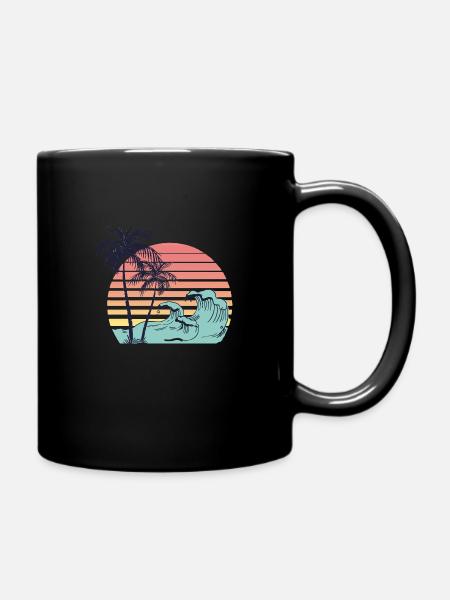 Palm trees and waves - Tasse einfarbig - Schwarz