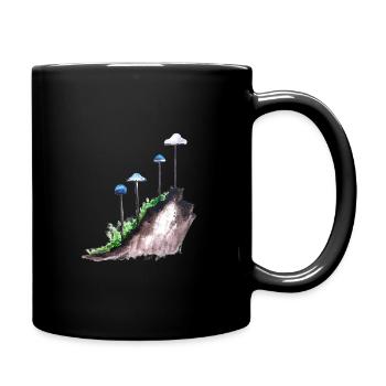 Handdrawn hand painted watercolor mushrooms mushrooms - Full Colour Mug - black - Right