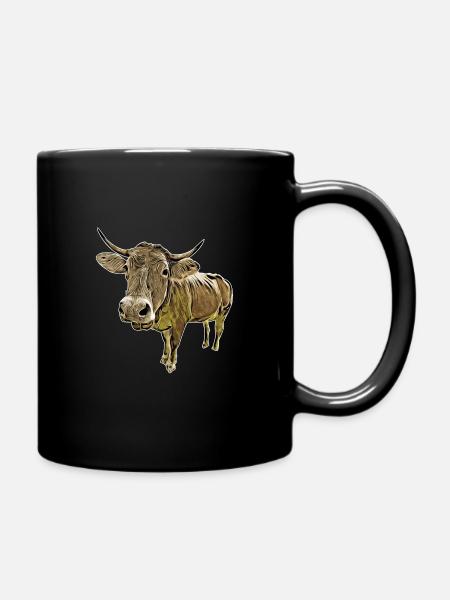 Lustige Kuh - Tasse einfarbig - Schwarz