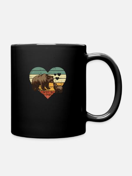 Rétro coeur ours ours vintage - Mug uni - noir