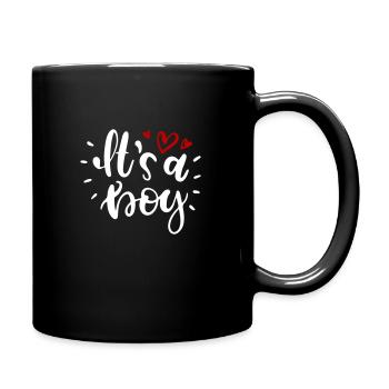 its a Boy ist ein Junge Schwangerschaft Pregnant - Tasse einfarbig - Schwarz - Rechts