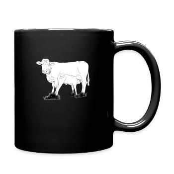 Cow with calf lineart - Full Colour Mug - black - Right