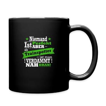Trainspotter, Eisenbahn und Zug Fan - Tasse einfarbig - Schwarz - Rechts