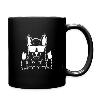 Llama Alpaca Animal Illustration Gesture Pose - Full Colour Mug - black - Right
