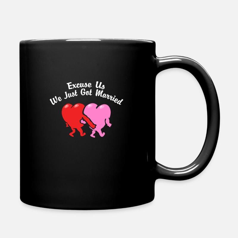 Just Married Excuse Us - Full Colour Mug - black
