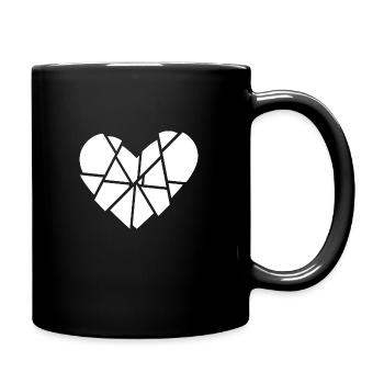 Herz Gebrochen Scherben Splitter Anti Valentinstag - Tasse einfarbig - Schwarz - Rechts