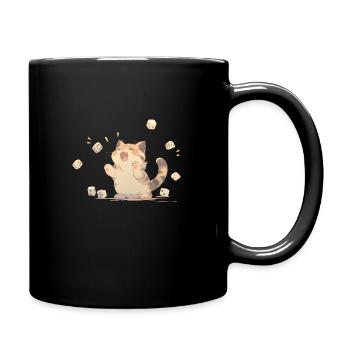 Cute cat playing with cubes 4x4 - Full Colour Mug - black - Right