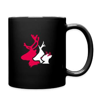 Cute deer heads to the Christmas - Full Colour Mug - black - Right