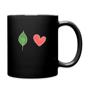 Leaf Heart Love Nature Symbol - Full Colour Mug - black - Right