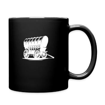 Fuhrwerk Pferde Gespann Alter Planwagen - Tasse einfarbig - Schwarz - Rechts
