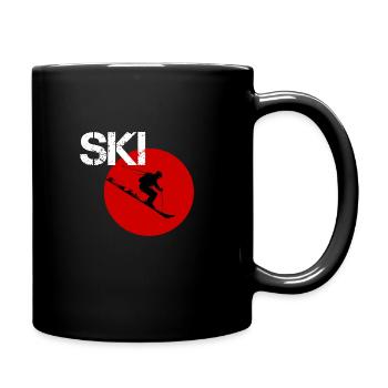 Ski Design in rot - Tasse einfarbig - Schwarz - Rechts
