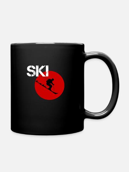 Ski design in red - Full Colour Mug - black