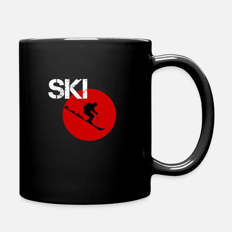 Ski design in red - Full Colour Mug - black